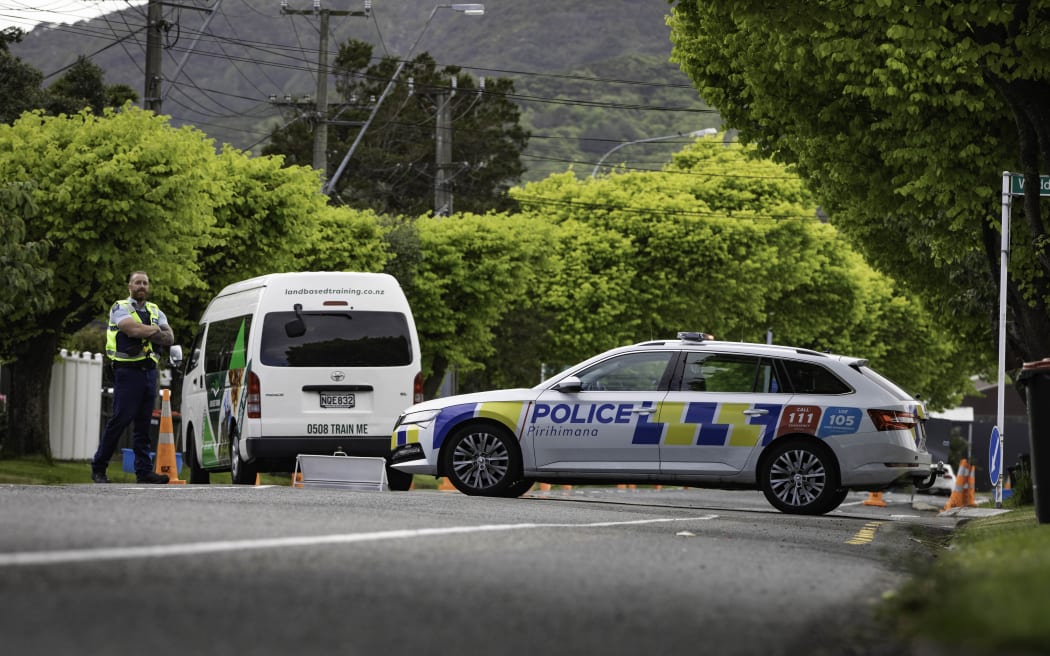 The scene of a crash at Naenae Road, Lower Hutt.