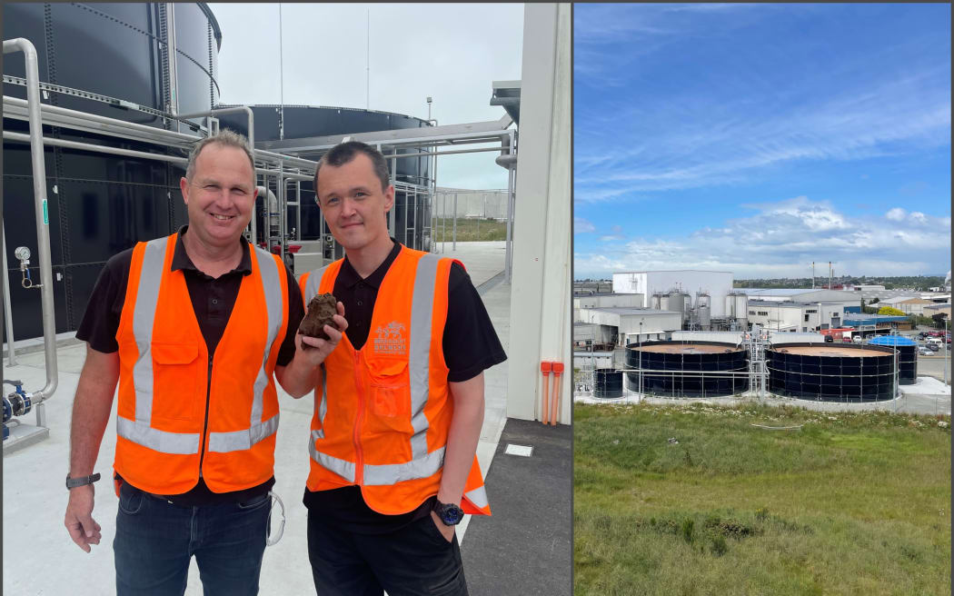Left: Brewery manager Adrian Finlayson and Sergei Tushkov, wastewater technician.