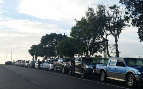 About 20 cars queued overnight for the chance to buy one of the 12 sections.