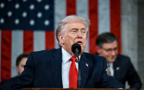 US President Donald Trump delivers the first State of the Union address of his second term to a joint session of Congress in the House Chamber of the United States Capitol in Washington, DC, on February 24, 2026. (Photo by Kenny HOLSTON / POOL / AFP)