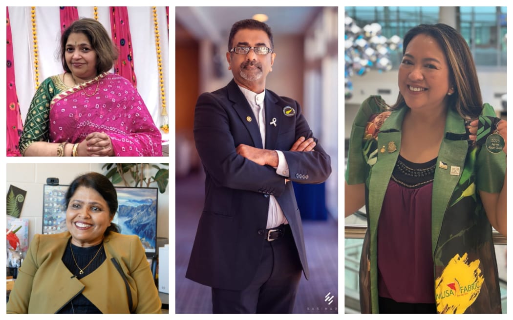 Vijeshni Rattan (top-left), Shanthi Selvakumar (bottom-left), Raveen Annamalai (middle) and Agnes Guda were awarded the King's Service Medal this year’s King’s Birthday Honours.