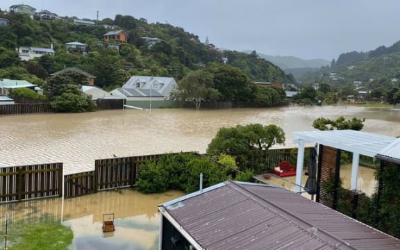 Flooding at Karehana Park in Plimmerton, on Sunday.
