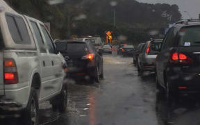 Gridlock in Wellington as a result of the rain.