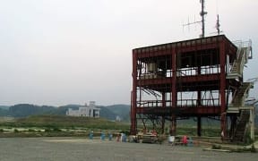 The disaster prevention tower, where the final tsunami warnings were broadcast from. 43 people on the rooftop were washed away and nine survived.
