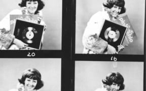 A proof sheet of unused Maria Dallas publicity shots from 1970. Maria is holding the gold disc for her No.1 single Pinocchio.