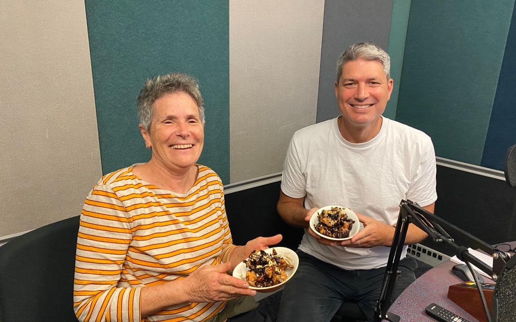 Yael Shochat of Ima Cuisine and Jesse with Crispy Chicken Nibbles