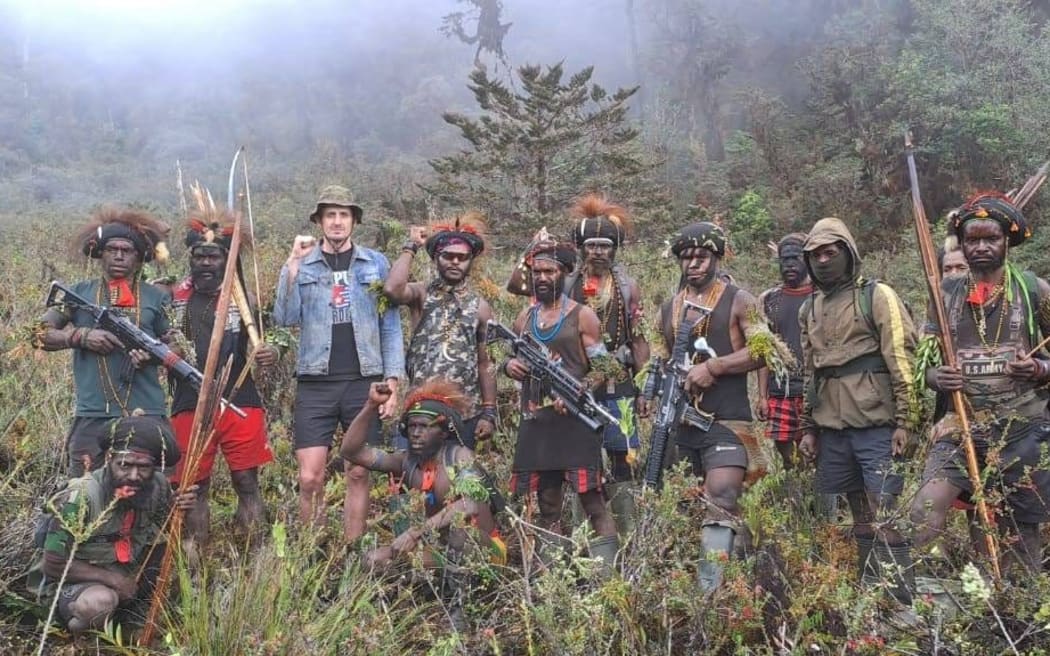 NZ pilot Philip Mehrtens with West Papua Liberation Army