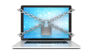 Laptop with padlock