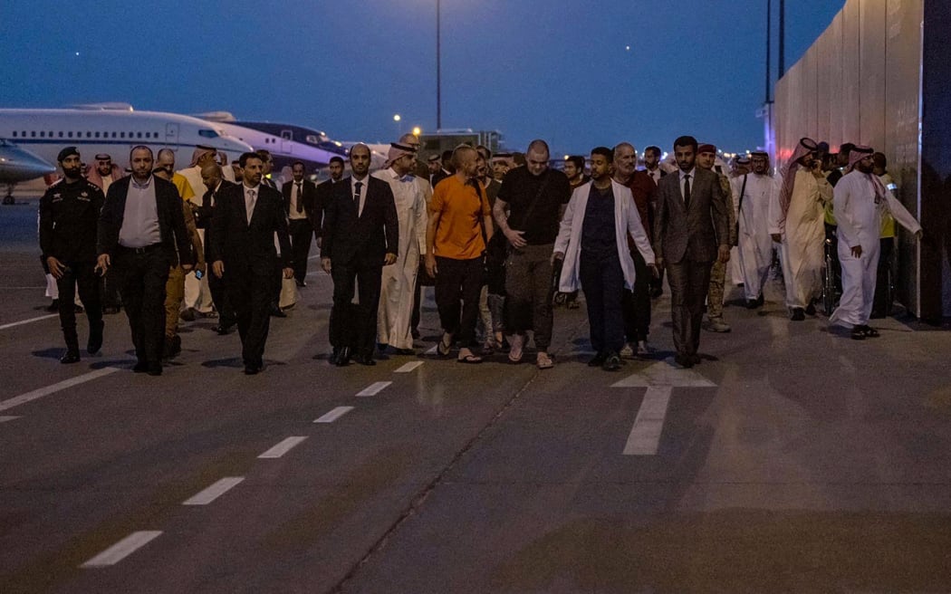 Prisoners of war arriving from Russia, at the airport of the Saudi capital Riyadh, on September 21, 2022.