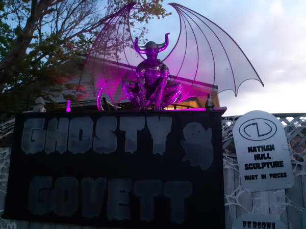 Halloween decorations at the entrance to Ghosty Govett in New Plymouth.