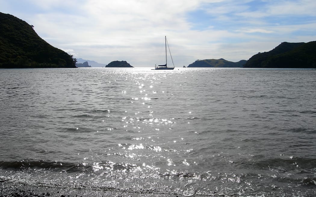 Sailing yacht at rest, Great Barrier Island, New Zealand.