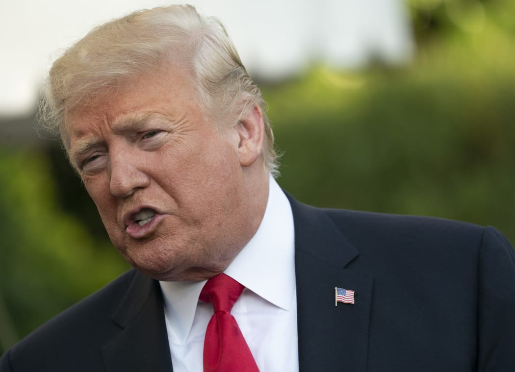 United States President Donald J. Trump speaks to the media.