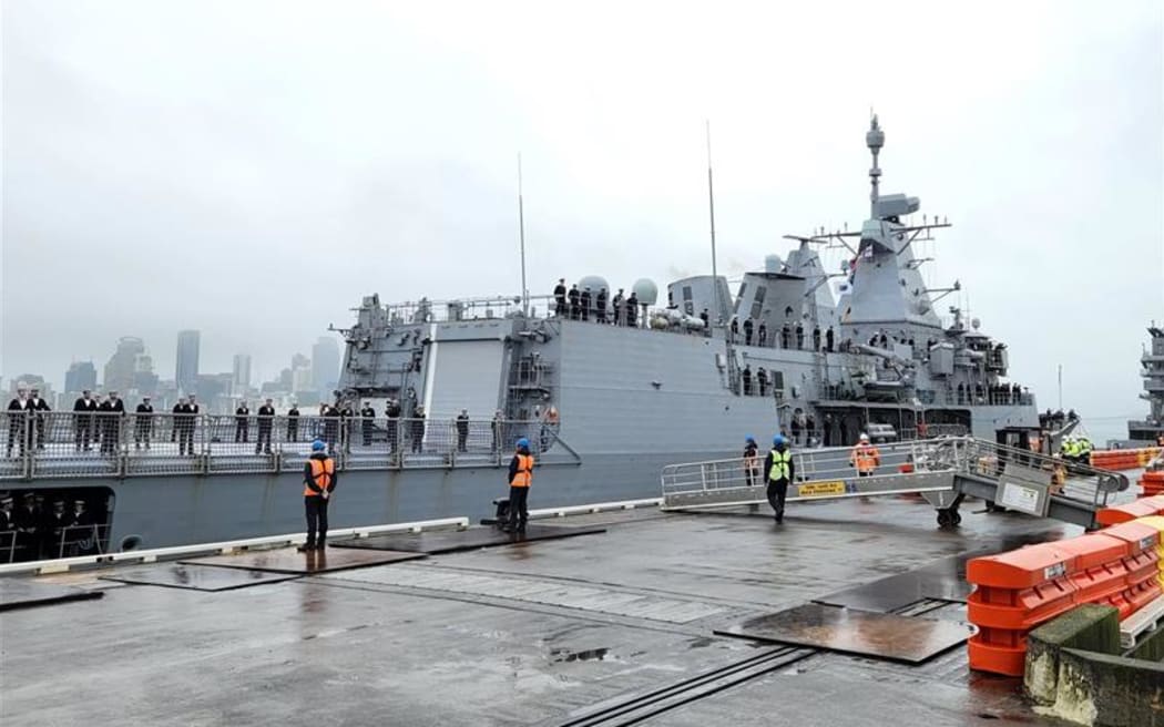 HMNZS Te Mana and its crew returned to New Zealand shores today. The naval vessel was in Canada for three years getting an upgrade.