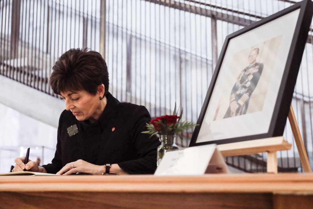 Dame Patsy Reddy signs book of condolences for Prince Philip