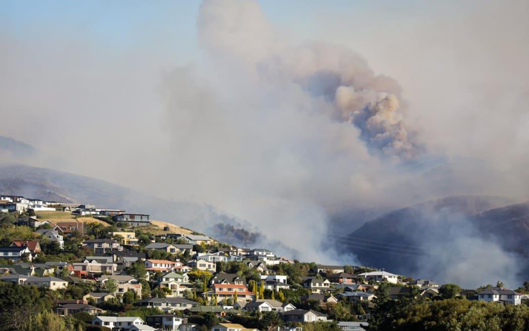 The Port Hills fire, as seen from Sparks road on 14 February 2024.