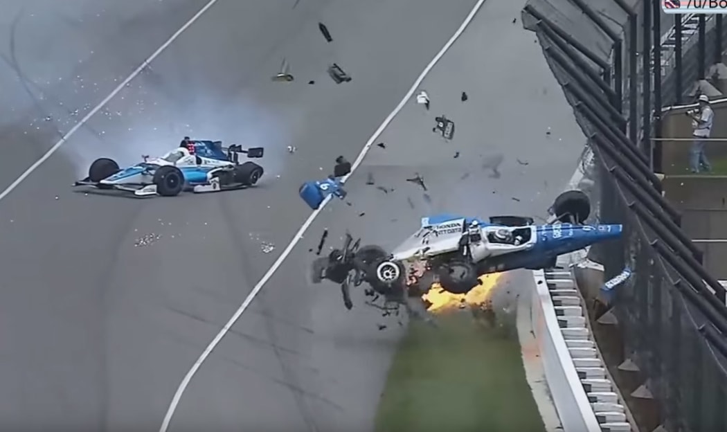 Scott Dixon survives a spectacular crash at the Indianapolois 500.
