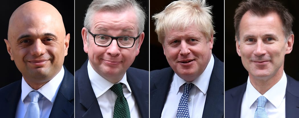 The remaining contenders for British prime minister, from left: Sajid Javid, Michael Gove, Boris Johnson, and Jeremy Hunt.