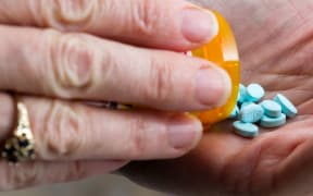 close up of a hand handling prescriptions pills as a concept