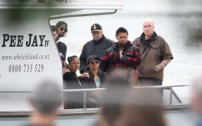 Friends and family of those lost on White Island when it erupted on December 9 arrive back into Whakatane on a White Island Tours boat after a blessing for the lost out at sea in Whakatane, New Zealand on December 13, 2019.