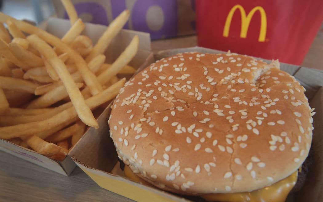 A Quarter Pounder hamburger is served at a McDonald's restaurant on March 30, 2017 in Effingham, Illinois.