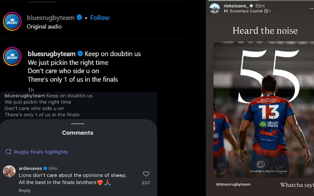The Blues' social media posts elicited a strong response from Ardie Savea.