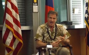US Ambassador to Samoa, Scott Brown, speaking to reporters in Samoa in July 2017
