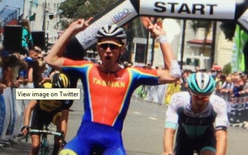 Jason Christie caused controversy when he crossed the finish line to win the national road champs.