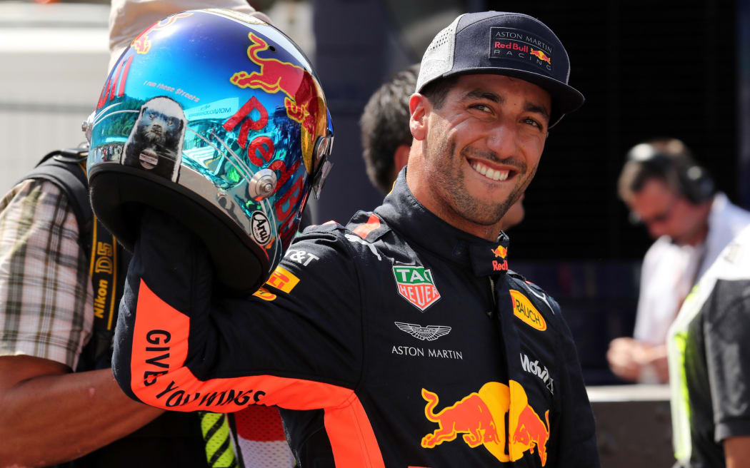 Red Bull Racing driver Daniel Ricciardo celebrates.