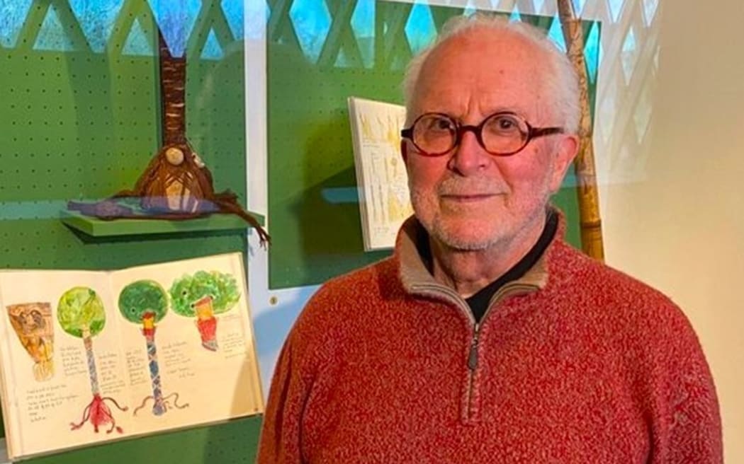 Roger Boulay with his drawings of Kanak heritage items - Photo supplied