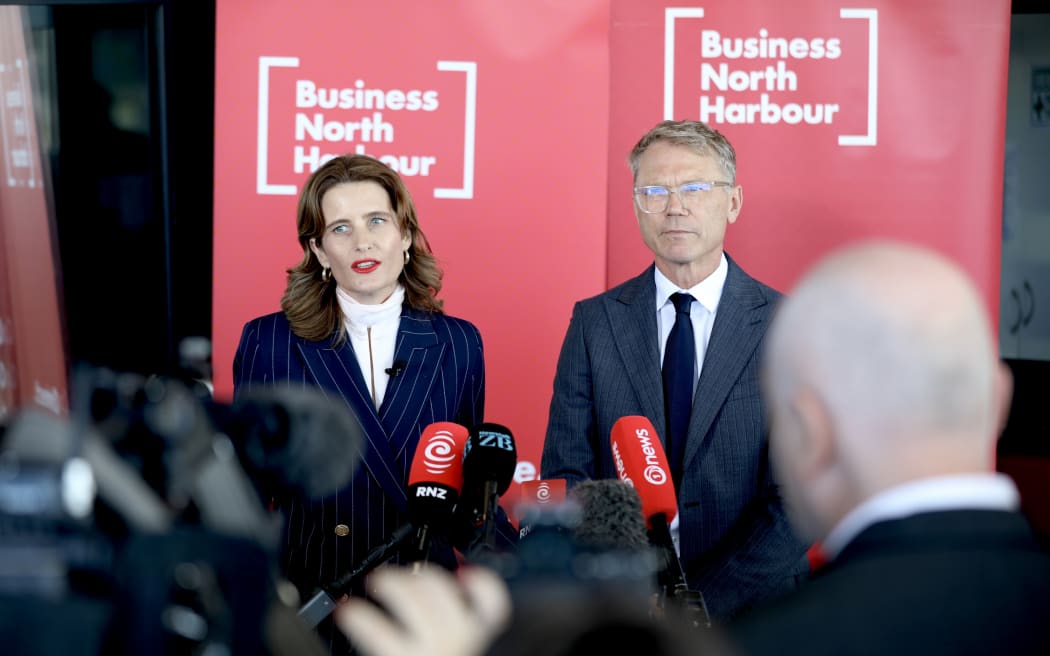 Finance Minister Nicola Willis and Public Service Minister Paul Goldsmith after a pre-Budget announcement targeting job numbers in the sector.