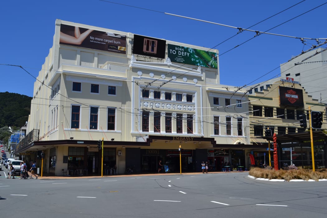 A mock-up plan for how the Embassy Theatre could look with electronic signage.