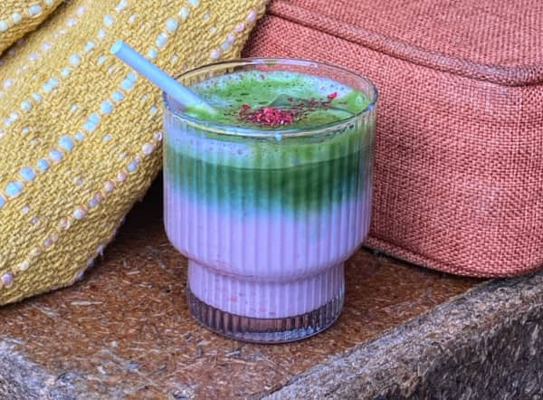 Matcha strawberry from the menu at Blackdrop Cafe in Newmarket, Auckland.