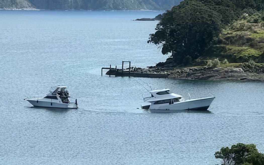 The Maritimo luxury yacht sinking near Slipper Island, Coromandel.