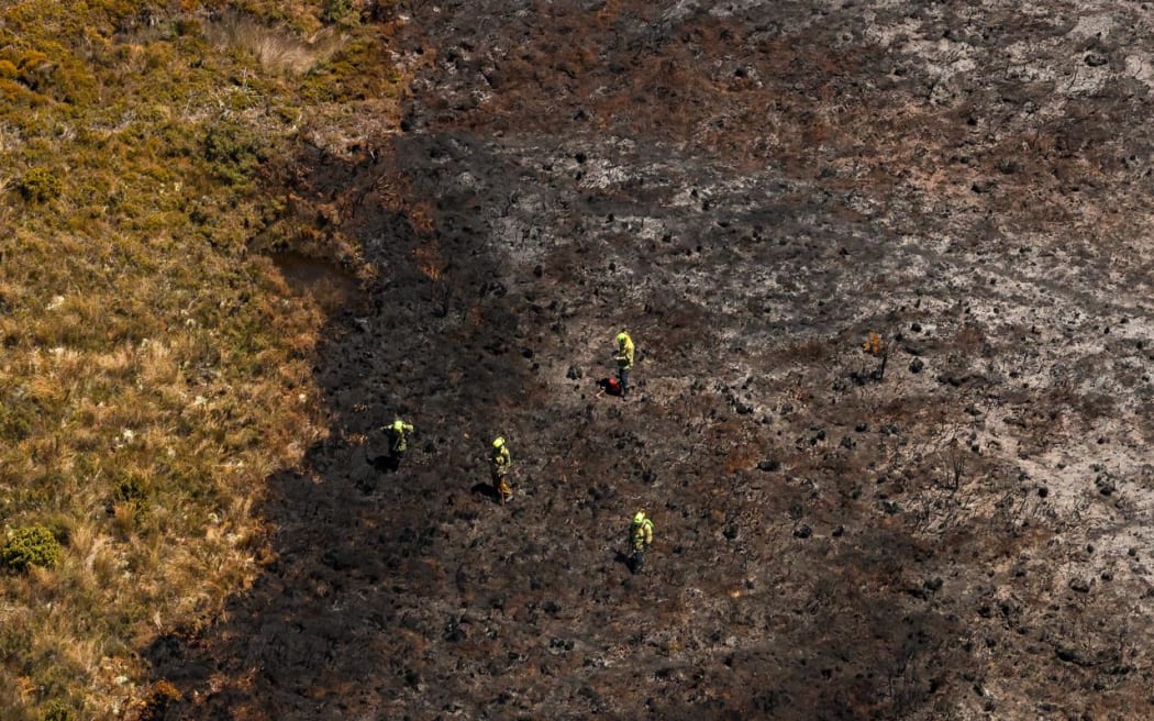 Damage from the latest fire to hit Tongariro, as seen from the air.