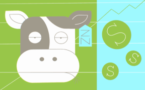 Stylised illustration of cow and stock price
