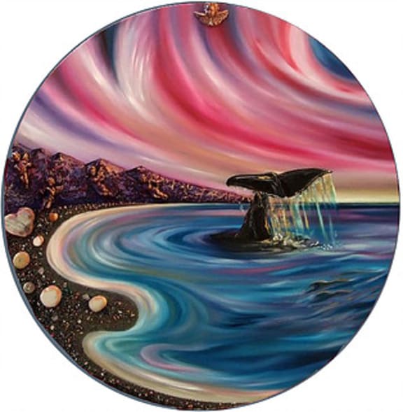 Kaikōura artist Jane Riley's 'Aroha' painting was damaged by the quake.