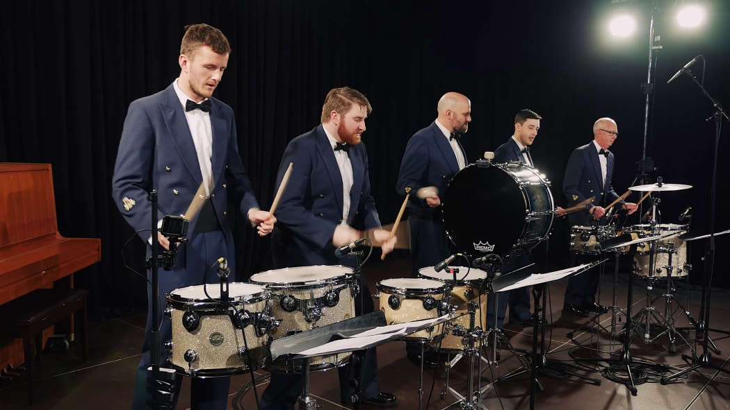 Percussionists from the Royal New Zealand Air Force Band