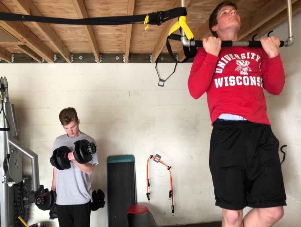Cy and Jackson Coldiron confined to their home during the Covid-19 outbreak