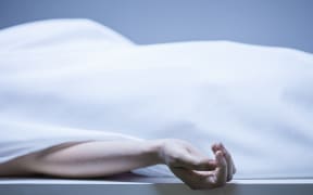 Remains of person in the morgue, horizontal