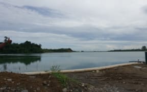 The over-full tailings dam facility at the Gold Ridge Gold Mine on Guadalcanal in Solomon Islands. January 2015