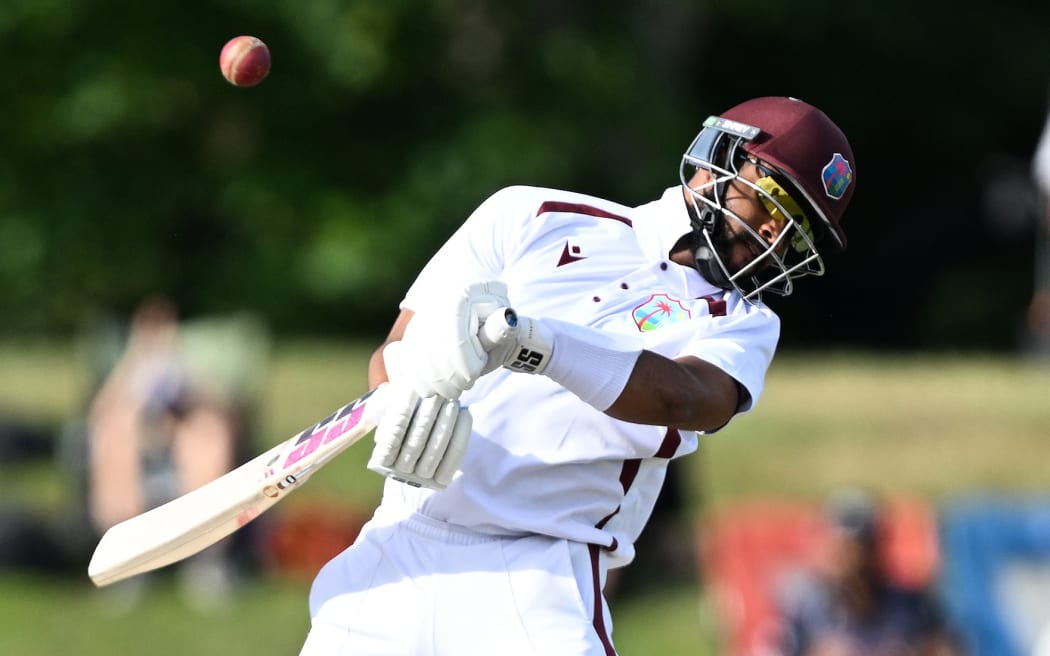 West Indies batsman Shai Hope during play on Day 4 of the first cricket test match between New Zealand and West Indies at Hagley Oval in Christchurch.