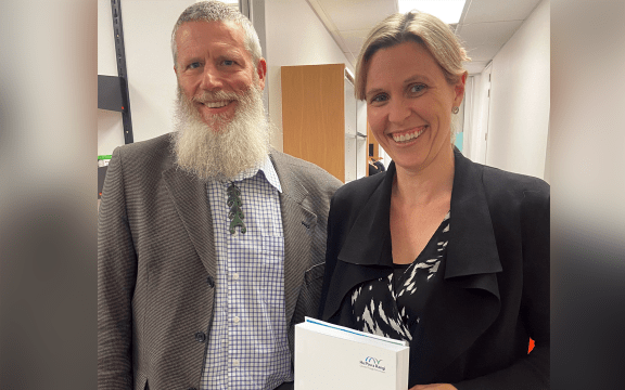 Climate Change Commission chair Rod Carr and chief executive Jo Hendy as they deliver advice to the Climate Change Minister.