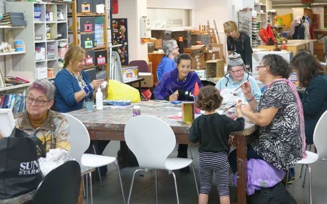 A group of women at the art workshop.
