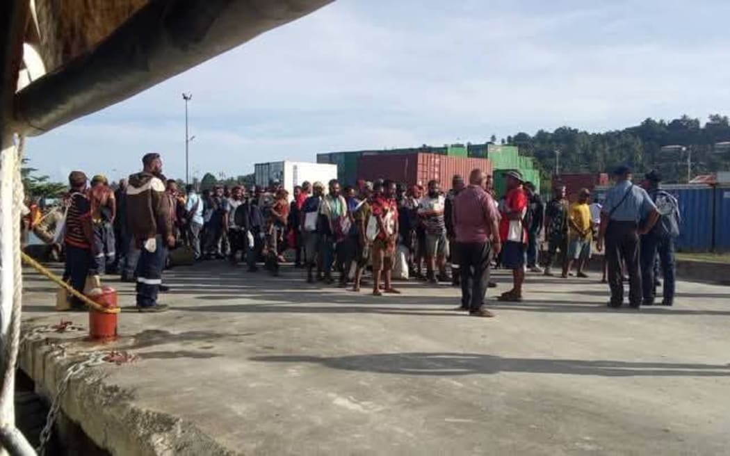 Banned passengers at Vanimo wharf