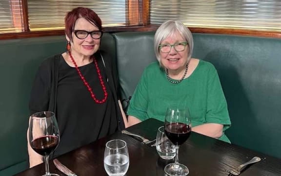 Allison Kirkman with a friend at Logan Brown, where she is a regular.