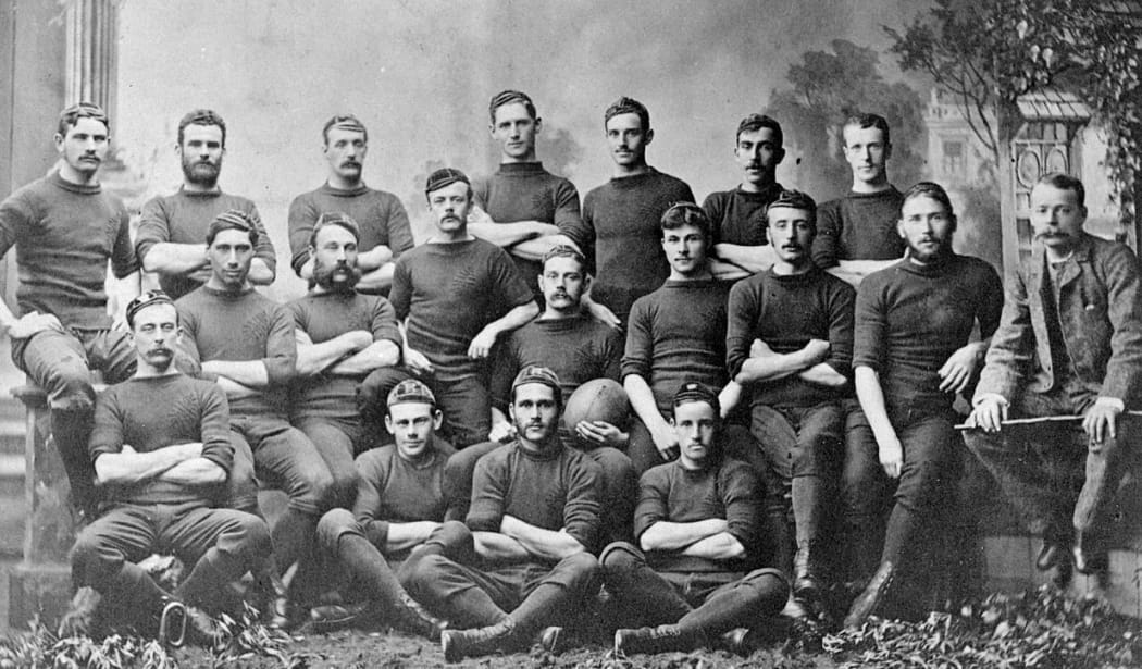 The New Zealand Rugby team which toured New South Wales in 1884.
Henry Braddon is the fourth from right middle row.