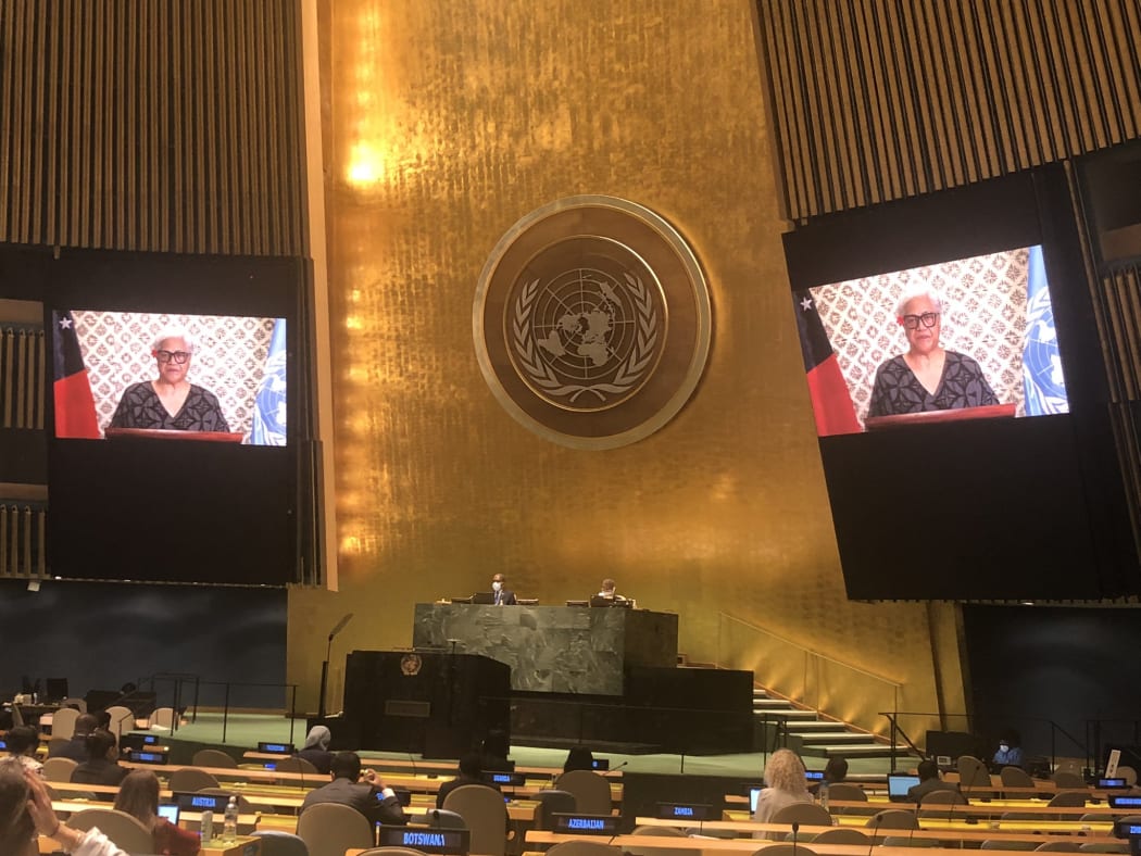 Samoa's Prime Minister Fiame Naomi Mata'afa addresses the 76th UN General Assembly by video link.