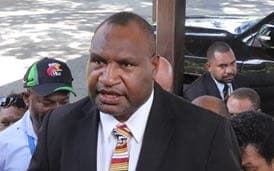James Marape (centre) the newly elected prime minister of Papua New Guinea. 30 May 2019