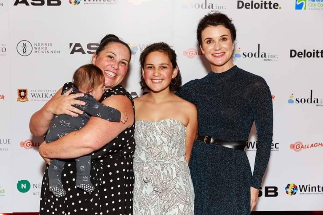 Georgia Tiatia Fa'atoese Latu (centre) at the NZ Startup Boot Camp awards
