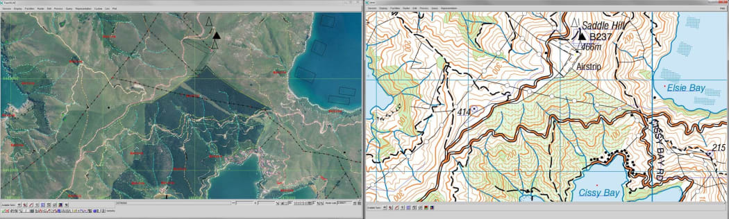 Map shows roads and pine plantations